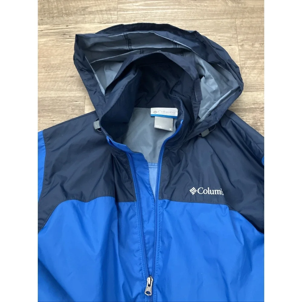 Columbia Men's M Omni-shield Blue Navy Windbreaker Rain Jacket Hood Packable